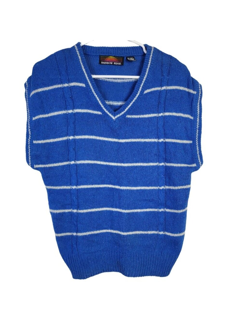 Vintage 80s Angora Silk Sweater Women Medium Retro Stripe Knit Shirt Top Casual